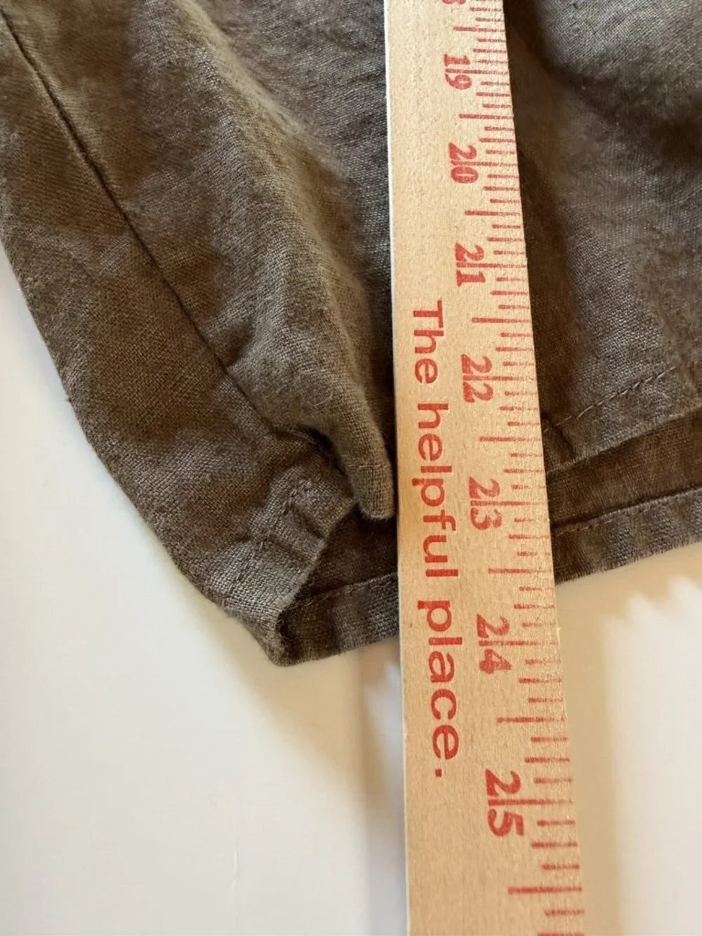 Vintage FLAX brown 100% linen pull-on elastic lagenlook city shorts M comfy